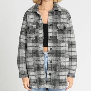 Joie Charcoal and Light Gray Checkered shacket